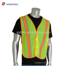 Gilets de sécurité vert fluorescent haute visibilité réglable Gilet d&#39;avertissement respirant sport avec bandes réfléchissantes Hi Vis